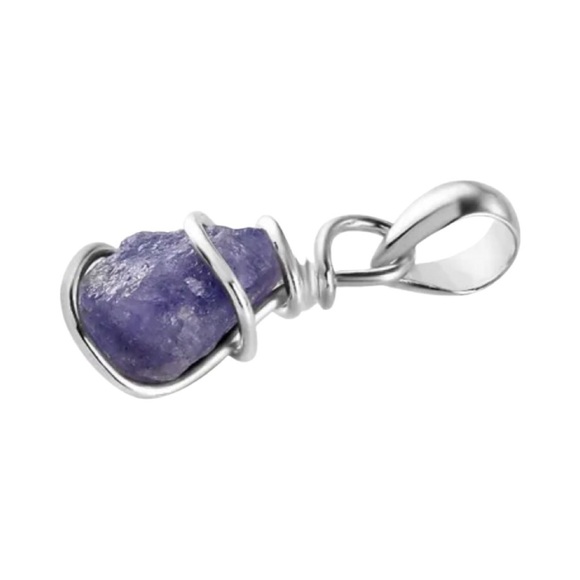 Tanzanite Artisan Rough Cut Pendant in Sterling Silver - Picture 3 of 9